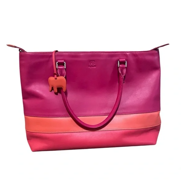Mywalit pink red and orange leather purse with shoulder strap - Picture 1 of 6